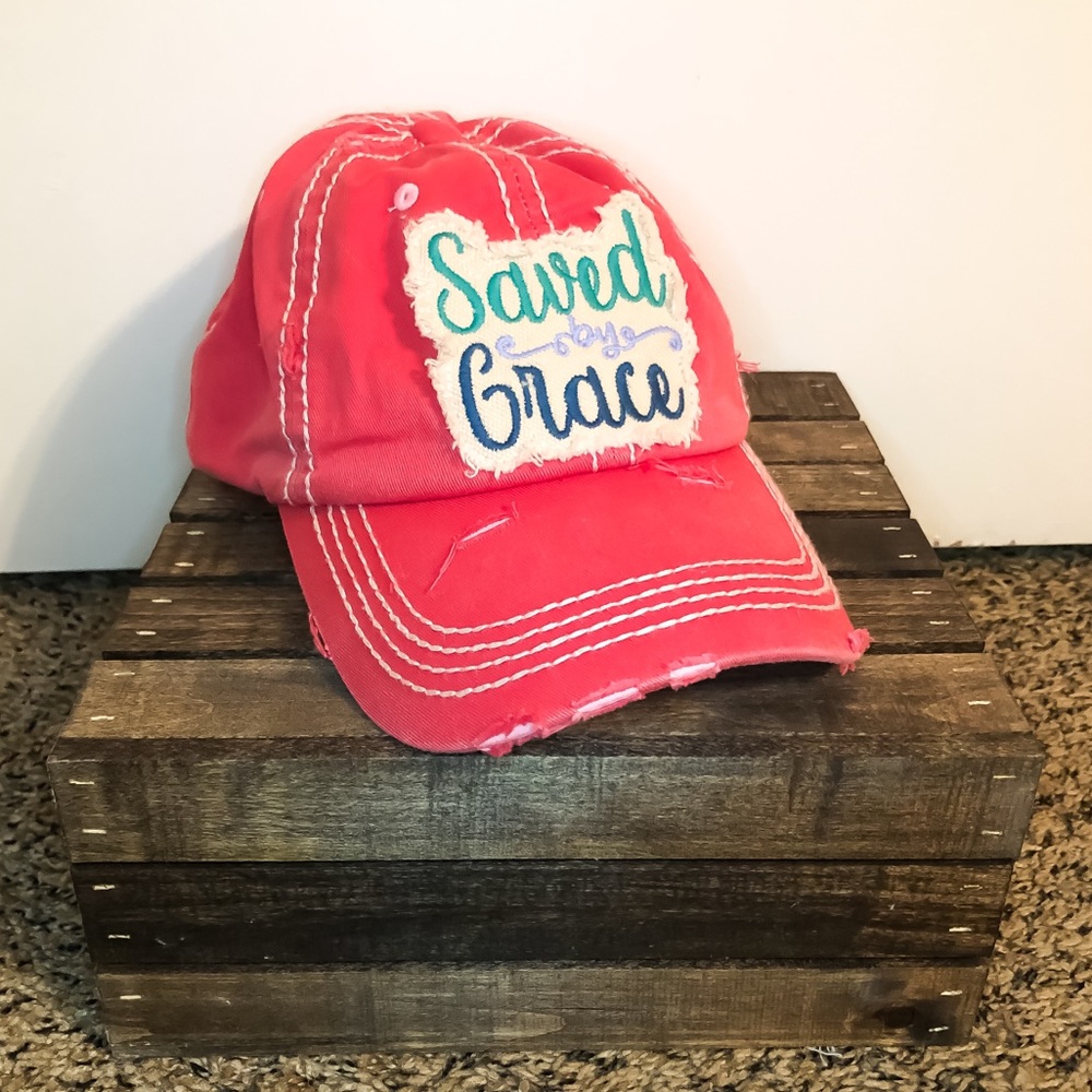 KBETHOS Vintage “Saved By Grace” Distressed Hat